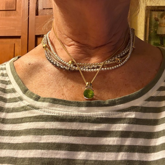 Peridot diamond 14k yellow gold pendant enhancer - Picture 11 of 11